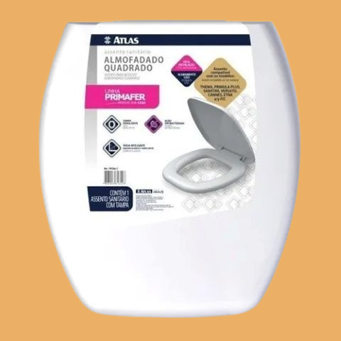 Tapa inodoro acolchonada cuadrada BLANCA ATLAS