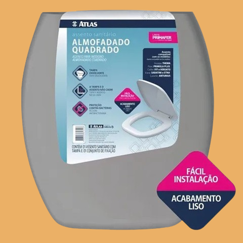 Tapa inodoro acolchonada cuadrada GRIS ATLAS