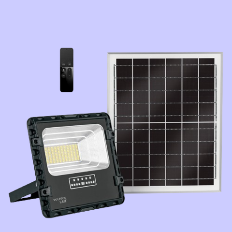 Reflector Led 60 W Con Panel Solar, Luz De Día, 6500k Volteck